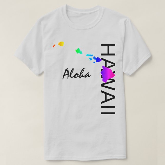 T-SHIRT ALOHA - ÎLES HAWAII NEON RAINBOW (Design devant)