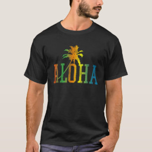 T-shirt Aloha Palm Tree Vintage Été Hawaii Beach Hawa