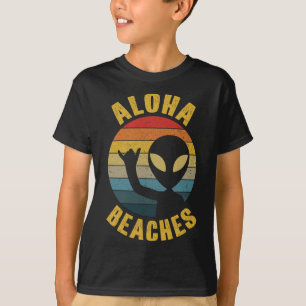 T-shirt Aloha Plages Funny Retro Hawaii Shaka Alien Hawai