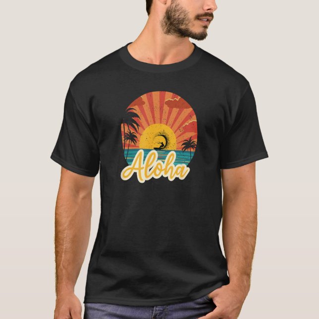 T-shirt Aloha Retro sunset aloha tee (Devant)
