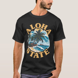 T-shirt Aloha State 808 Vintage Surfing Beach Hawaii Surfe