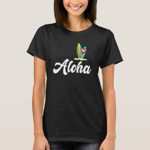 T-shirt Aloha Surfboards Surfing Surfer Surf Tropical Summ