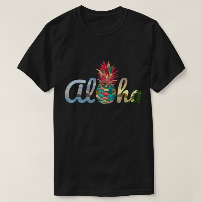 T-shirt Aloha Tropical Pineapple Beach Design (Design devant)