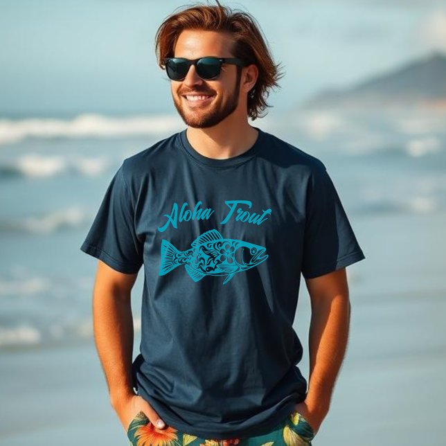 T-shirt Aloha Trout-Fisherman (Aloha Trout-Hawaiian t shirt-Tropical-Summer T shirt-Beachcore-surfer- Fisherman Core)