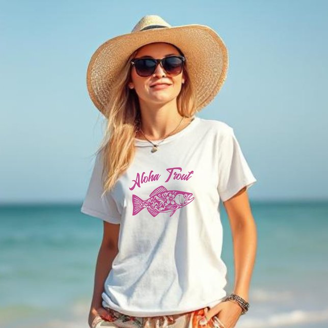 T-shirt Aloha Trout-Fisherman (Aloha Trout Hawaiian Fisherman Core Pink)