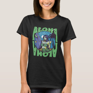 T-shirt Aloha Vintage Surfer Girl Hawaiian Surf Shaka Aloh