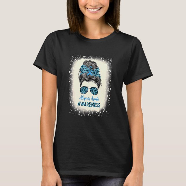 T-shirt Alopecia Areata Sensibilisation Messy bun Perte de (Devant)