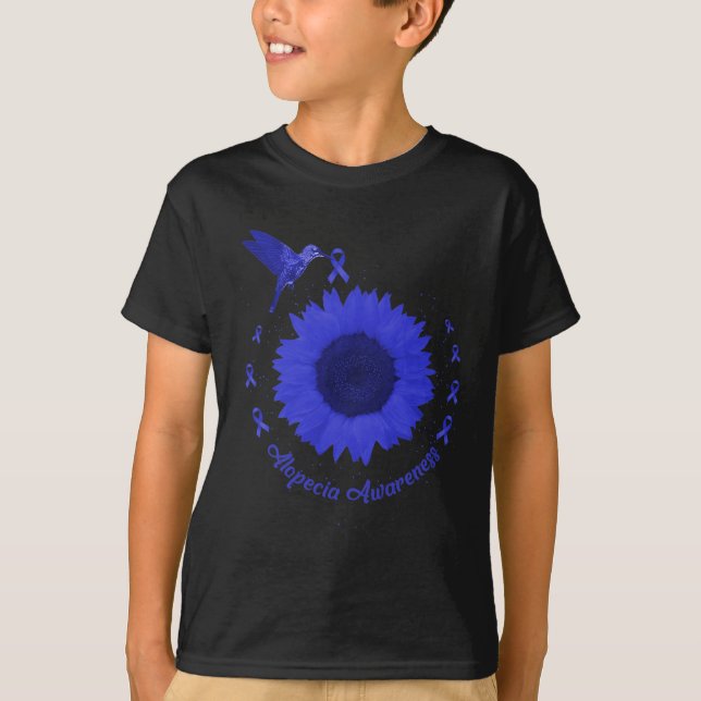 T-shirt Alopecia Sensibilisation Bleu foncé Ruban Perte de (Devant)