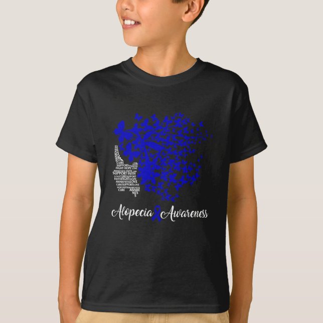 T-shirt Alopecia Sensibilisation Bleu Ruban Perte de cheve (Devant)