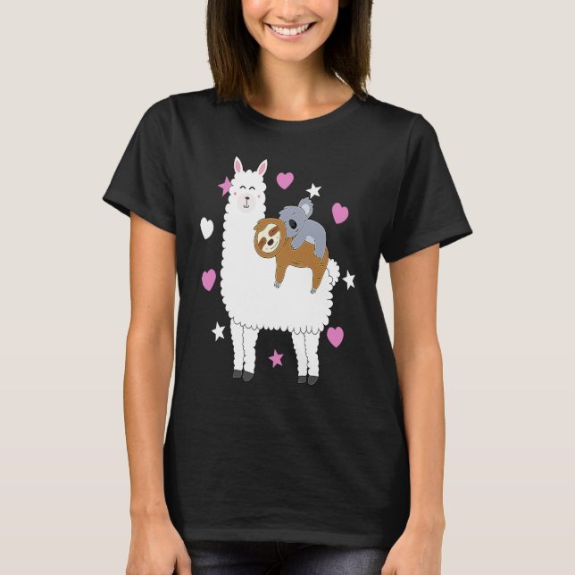 T-shirt Alpaca Lama Sloth Koala Women  Girls Sloth (Devant)