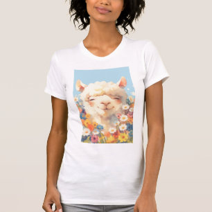 T-shirt Alpaca se cachant dans les fleurs