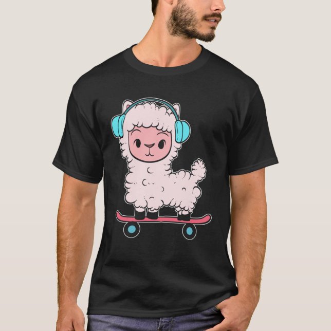 T-shirt Alpaca Skateboard Skateboard Enthusiast (Devant)