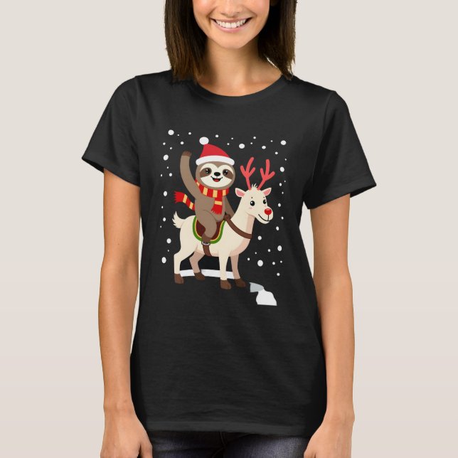 T-shirt Alpaca Sloth Christmas (1) (Devant)