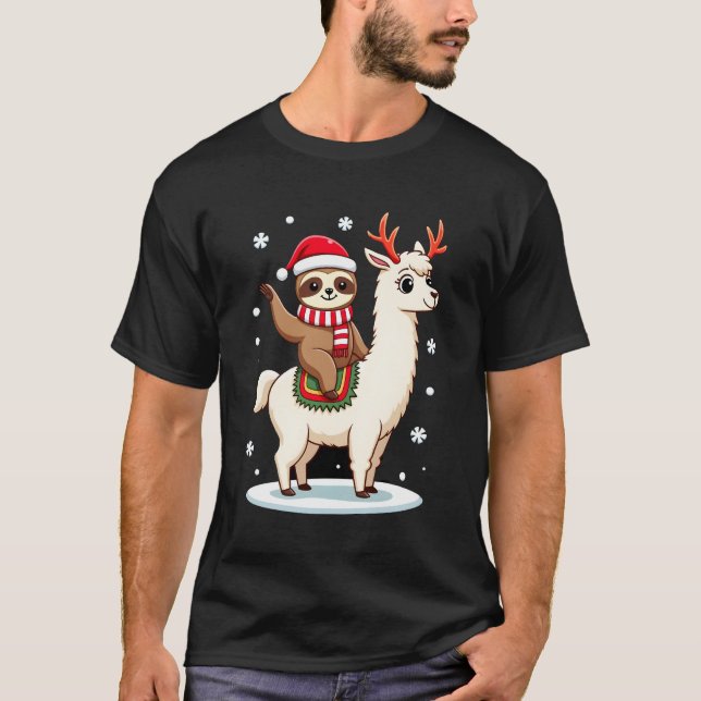 T-shirt Alpaca Sloth Christmas (3) (Devant)
