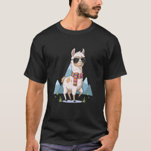 T-shirt Alpaga Lama Drôle avec Lunettes de Soleil et Échar