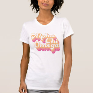 T-shirt Alpha Chi Omega Écriture Groovy