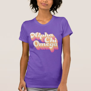 T-shirt Alpha Chi Omega Écriture Groovy