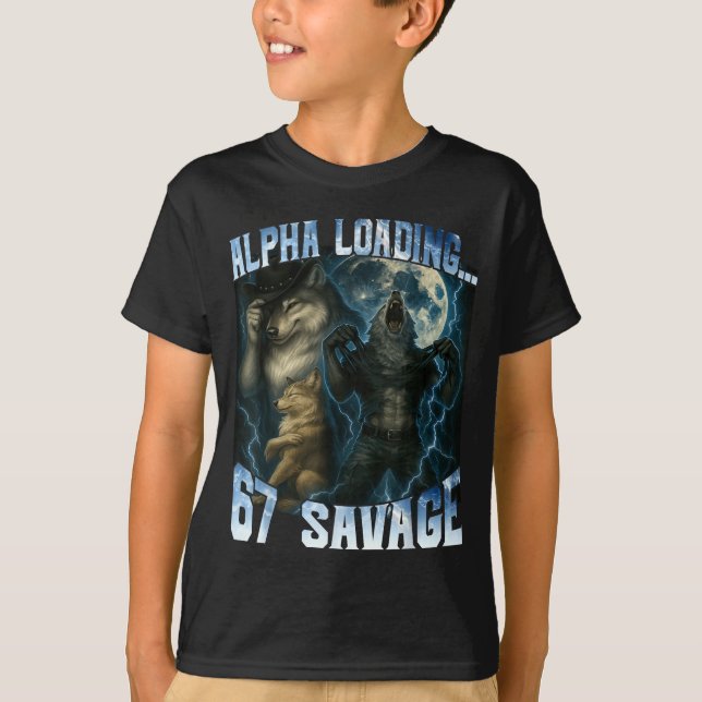 T-shirt Alpha Wolf Loading 67 Percent Savage Funny Wolves  (Devant)