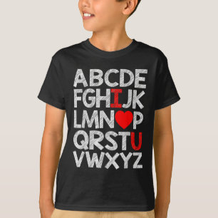 T-shirt Alphabet Abc I Love U T T Shirt Valentines Day Hea