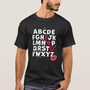 T-shirt Alphabet ABC I Love You Heart U Valentines Day Tea