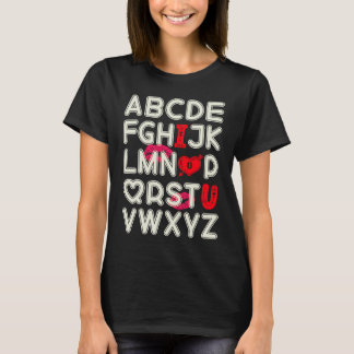T-shirt Alphabet ABC Je t'aime  Saint Valentin Cœur