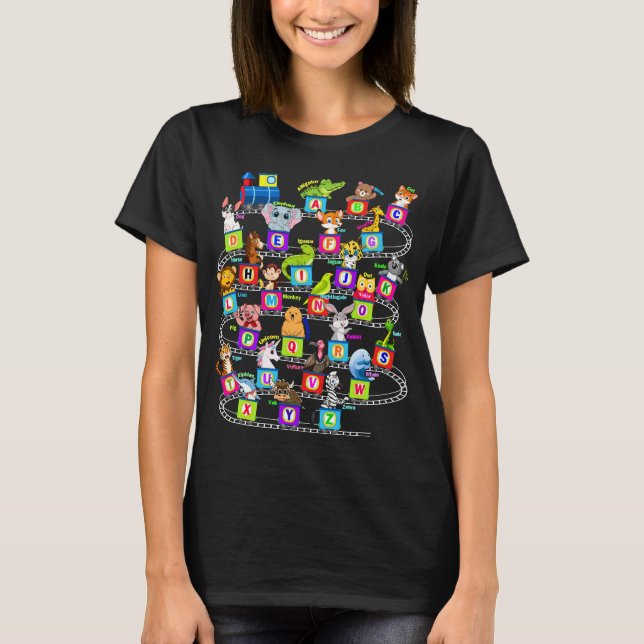 T-shirt Alphabet Animal ABC Apprendre les femmes (Devant)