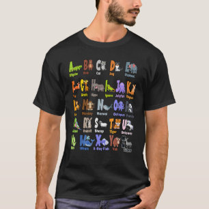 T-shirt Alphabet Animal ABCs Apprentissage Pour Garçons Fi