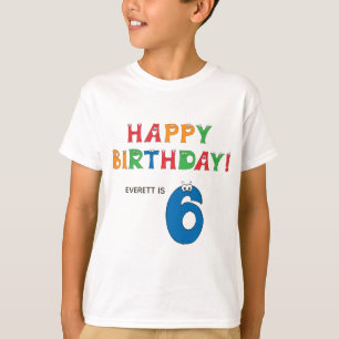 T-shirt Alphabet coloré 6e anniversaire avec nom Enfants