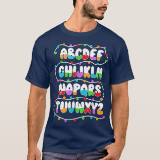 T-shirt Alphabet Feux De Noël Enseignant Et Étudiants Xma