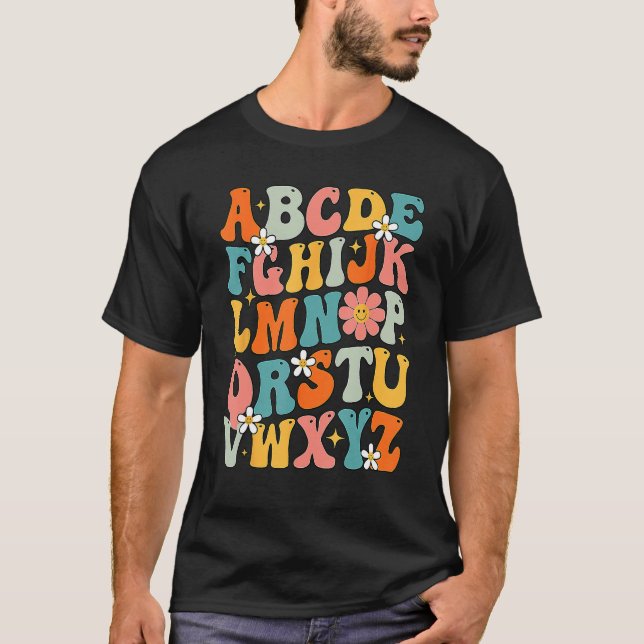 T-shirt Alphabet Hi Back To School ABC Pre K Kindergarten  (Devant)