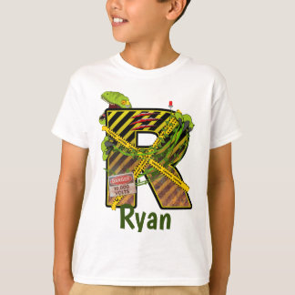 T-shirt Alphabet Jurassique | Nom personnalisé de la lettr