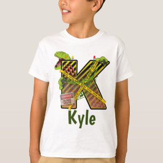 T-shirt Alphabet Jurassique | Nom personnalisé de la lettr
