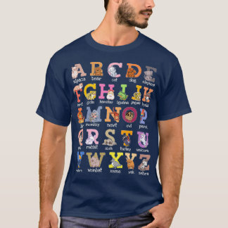 T-shirt Alphabet Lettres Chat Chien Ferret Hamster Parrot