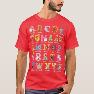 T-shirt Alphabet Lettres Enfants Chat Chien Ferret Hamster