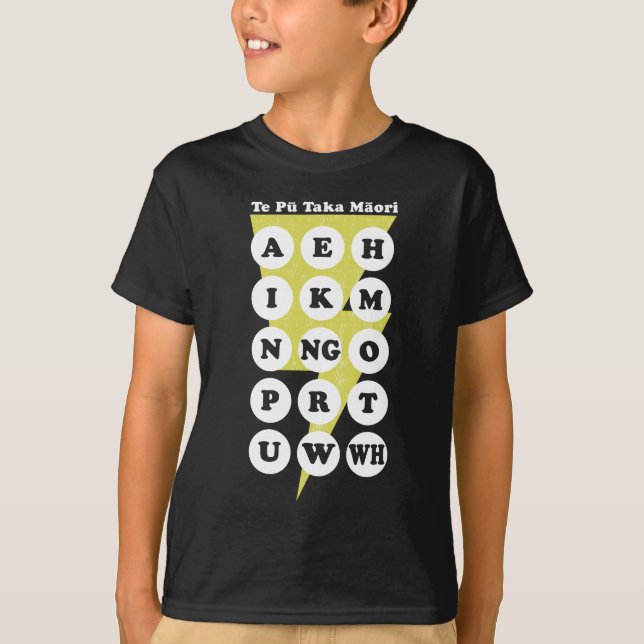 T-shirt Alphabet Maori Apprentissage Te Réo (Devant)