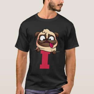 T-shirt Alphabet mignon Pug, lettre I, alphabet de chien C