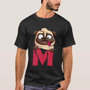 T-shirt Alphabet mignon Pug, lettre M, alphabet de chien C