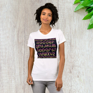 T-shirt Alphabet néon rose et jaune des années 80 rétro