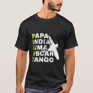 T-shirt Alphabet phonétique de pilote d'avion Papa India L