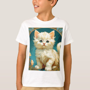 T-shirt Alphonse Mucha Art Nouveau Chat Blanc