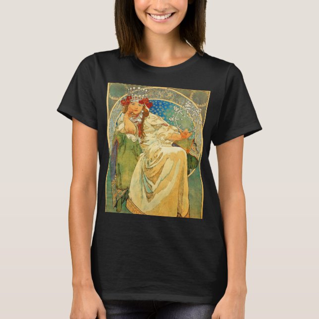 T-shirt Alphonse Mucha Art Nouveau Princesse Hyacinth (Devant)