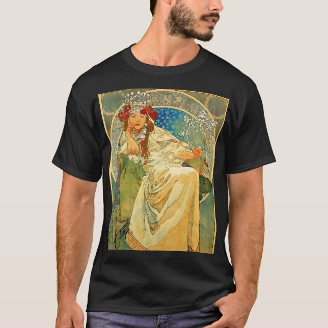 T-shirt Alphonse Mucha Art Nouveau Princesse Hyacinth (Devant)