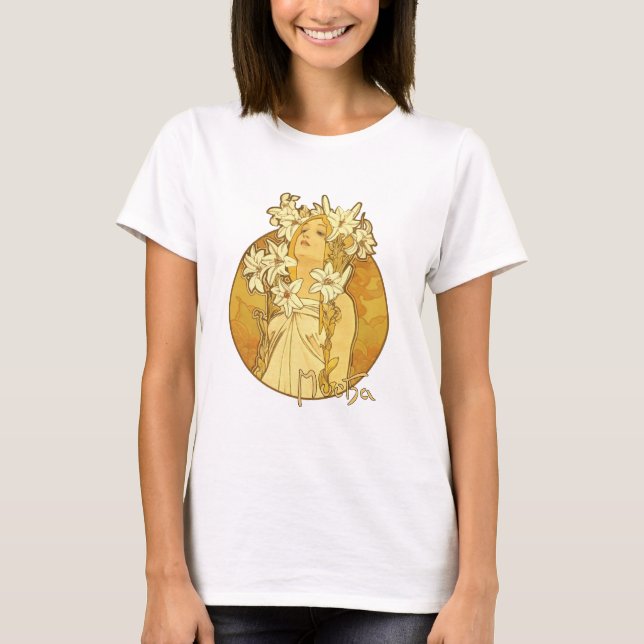 T-shirt Alphonse Mucha - les fleurs (Devant)