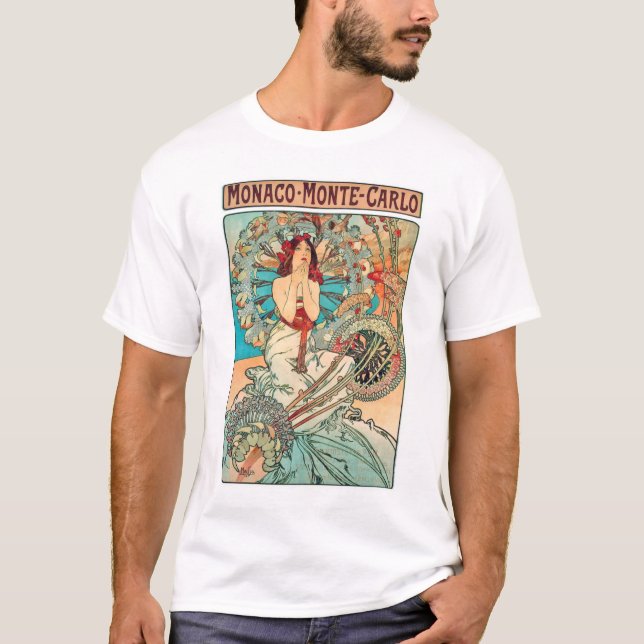 T-shirt Alphonse Mucha Monaco, Monte Carlo, 1897 (Devant)