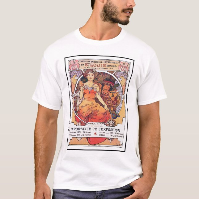 T-shirt Alphonse Mucha - Salon mondial 1904 St. Louis (Devant)