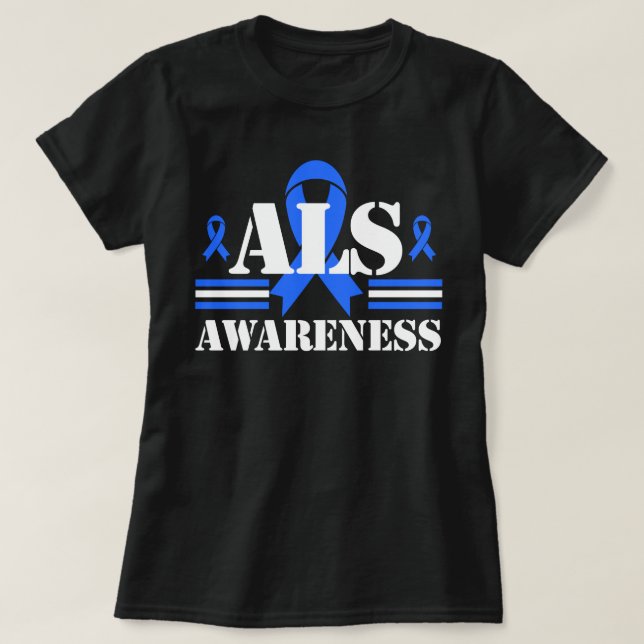 T-shirt ALS Aware Patient Support Venin Blue Ribbon Rec (Design devant)