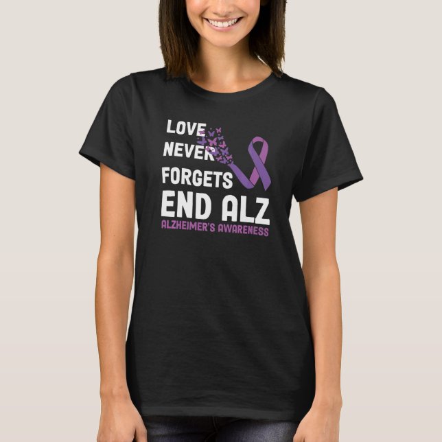 T-shirt Alzheimer's Awareness Ribbon Purple Butterflies   (Devant)