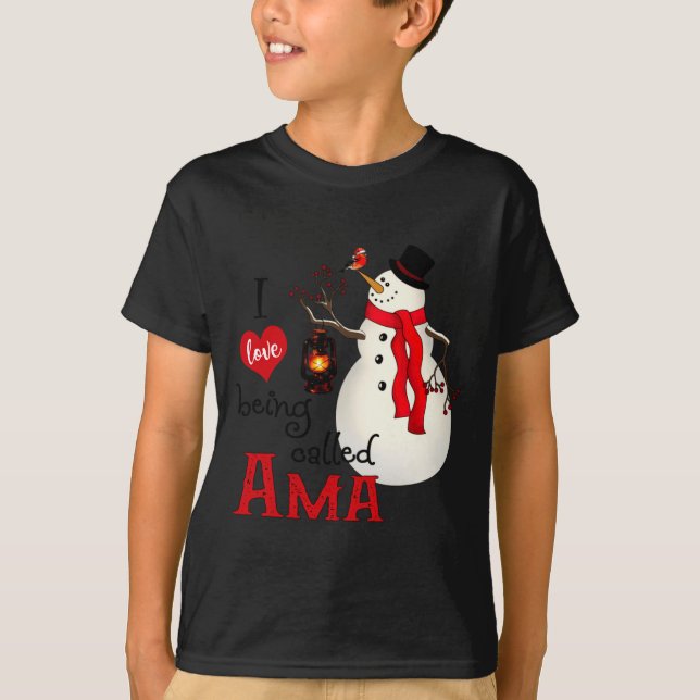 T-shirt Ama Snowman Xmas Happy Family New Snowman Merry Ch (Devant)
