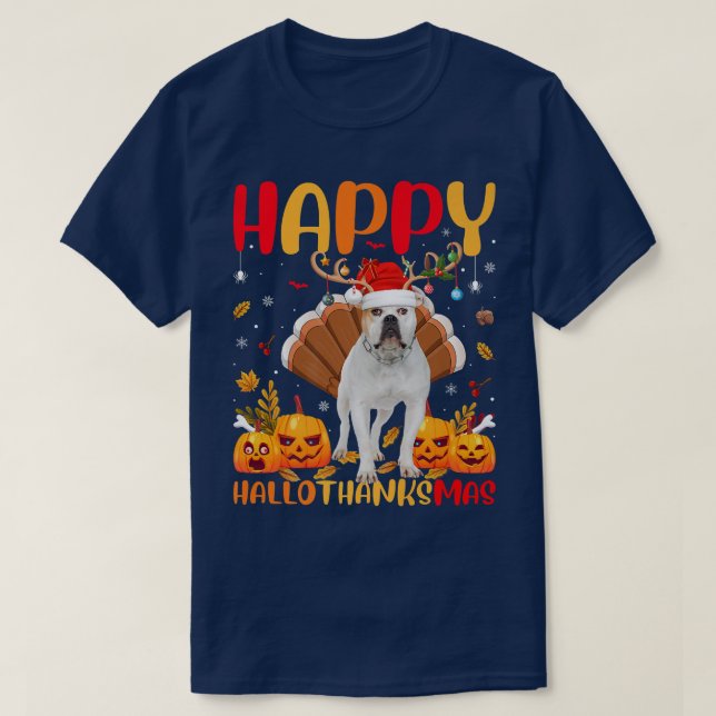 T-shirt Amant chien drôle Happy American Bulldog HelloThan (Design devant)