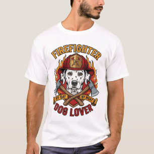 T-shirt Amant de chien pompier Dalmatien Casque de pompier